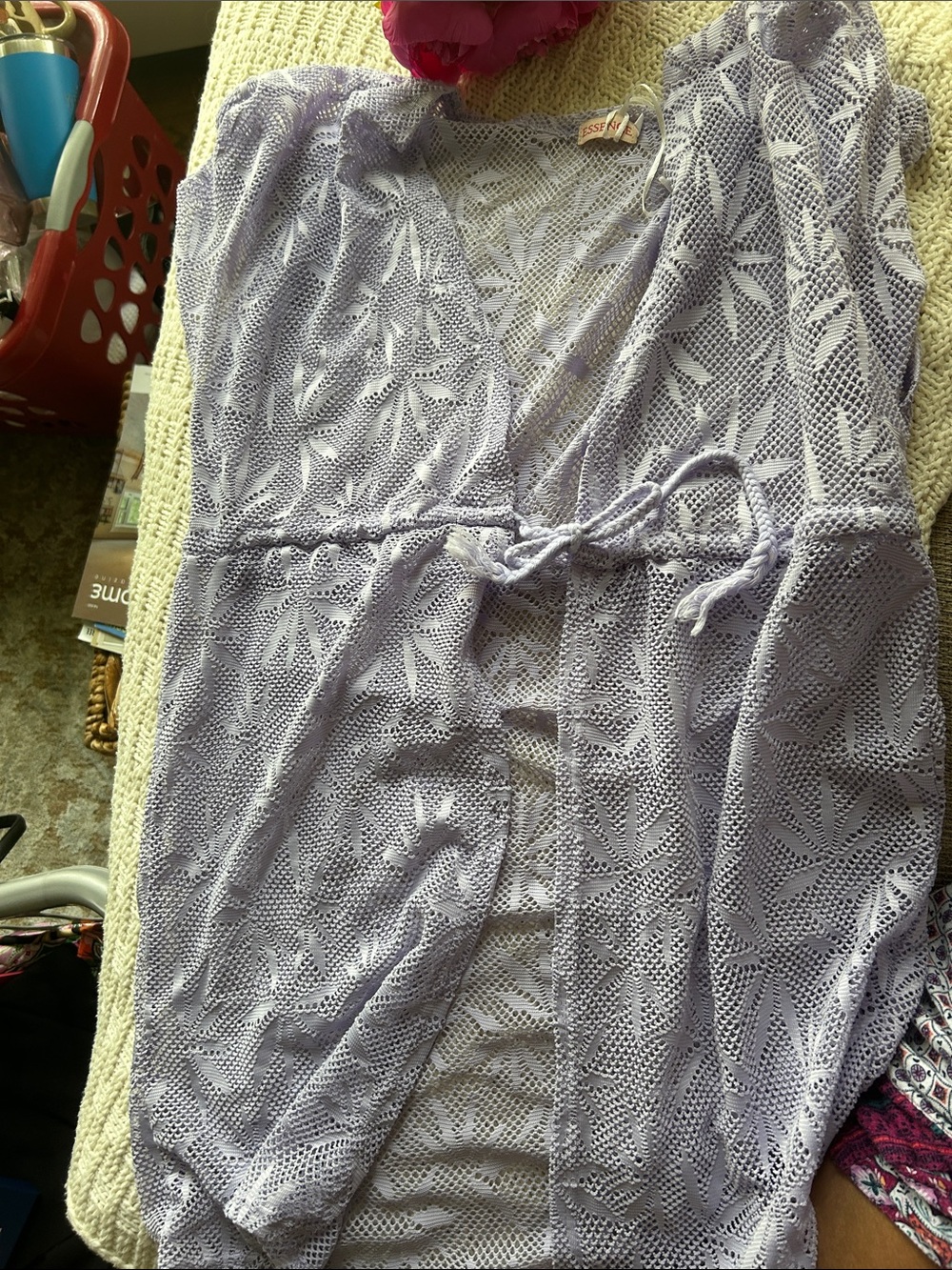 Lavender Crochet Tie-Waist Swim Coverup